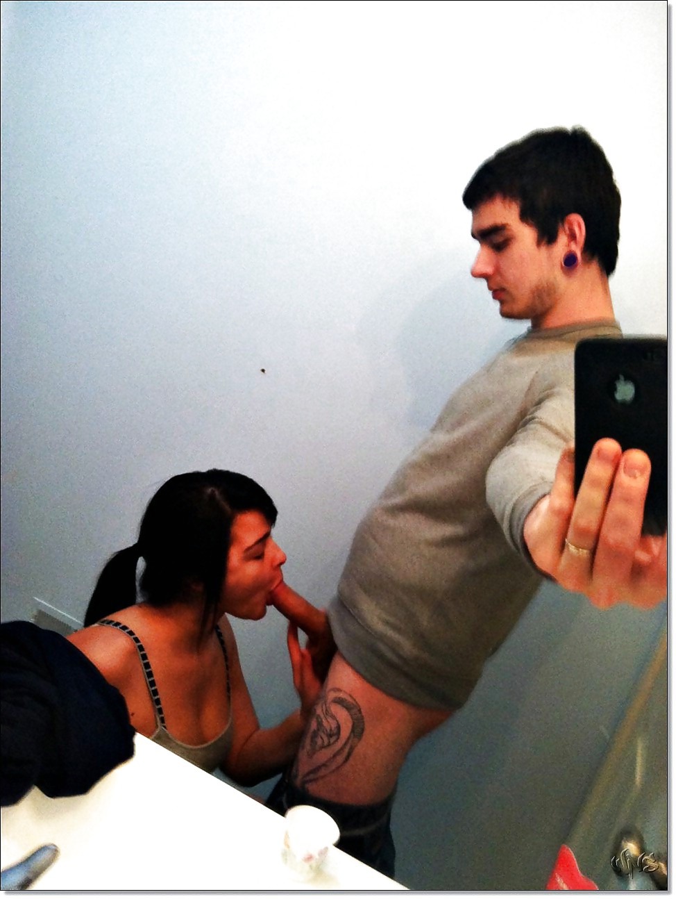 Falos on the suction cup on the mirror