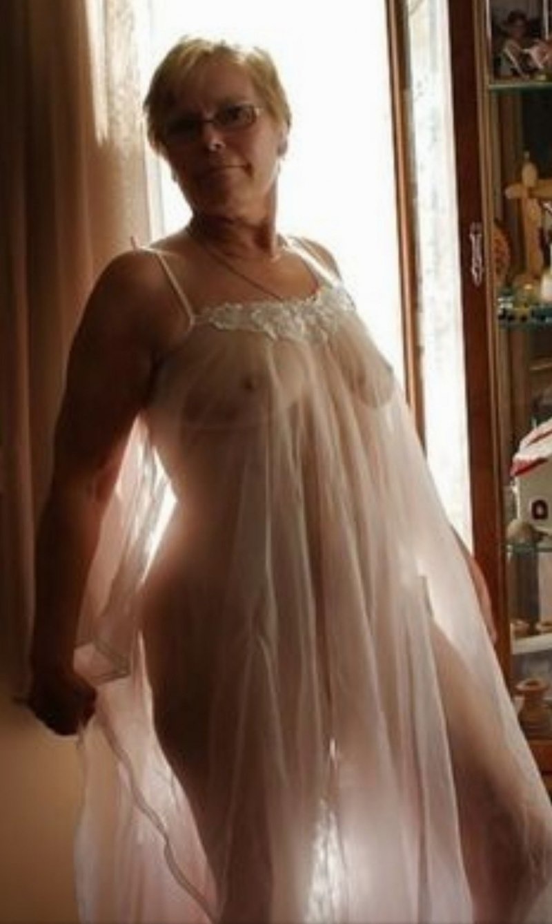 Naked wife in transparent clothes Private