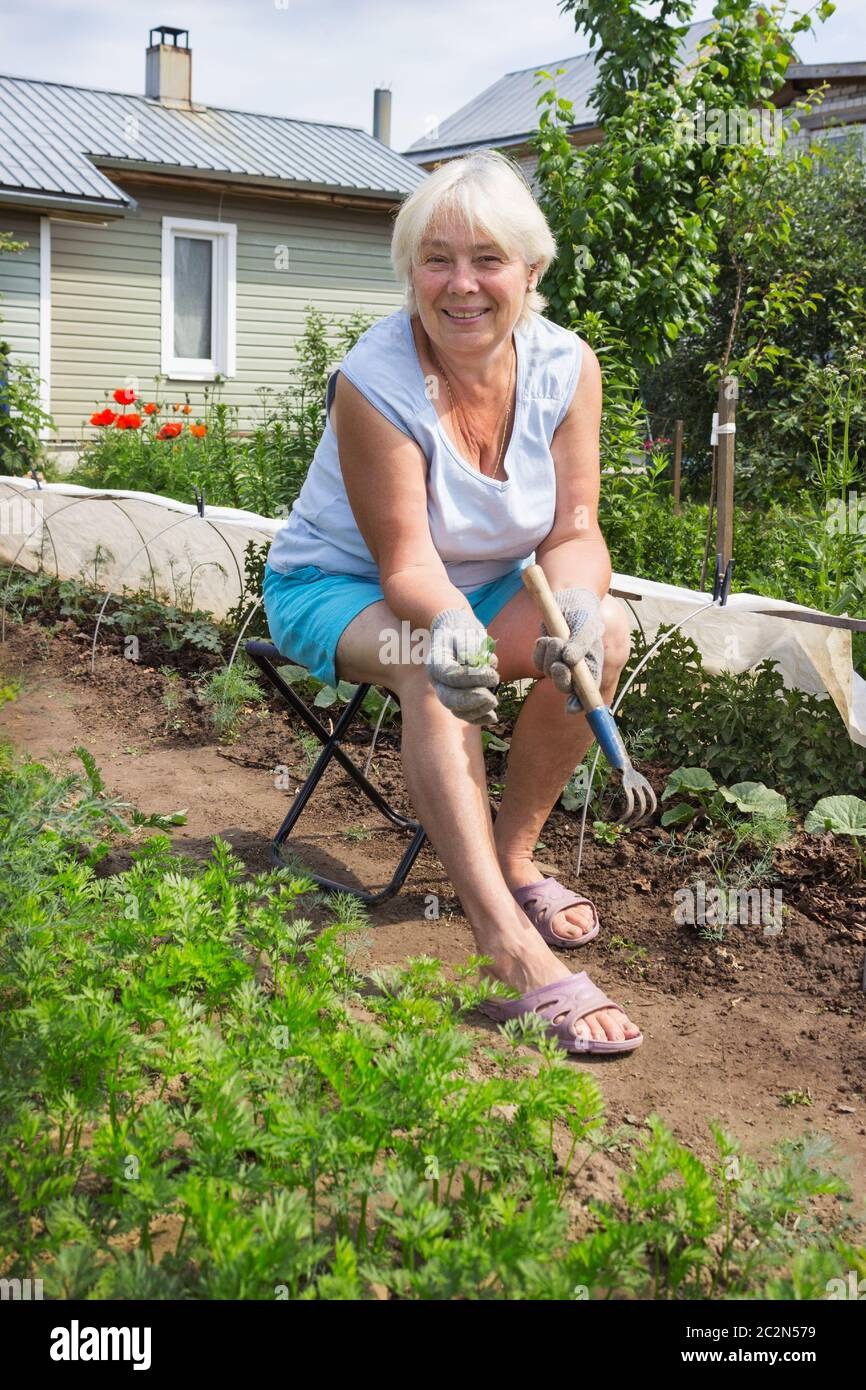 Old woman in a swimsuit