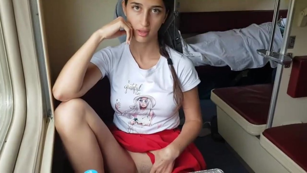Women without panties on the train