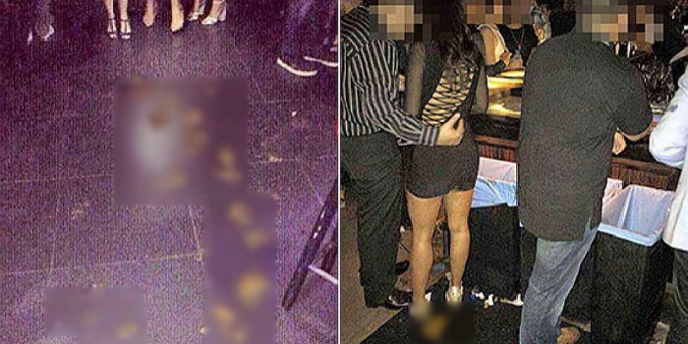 Girls in a club without panties