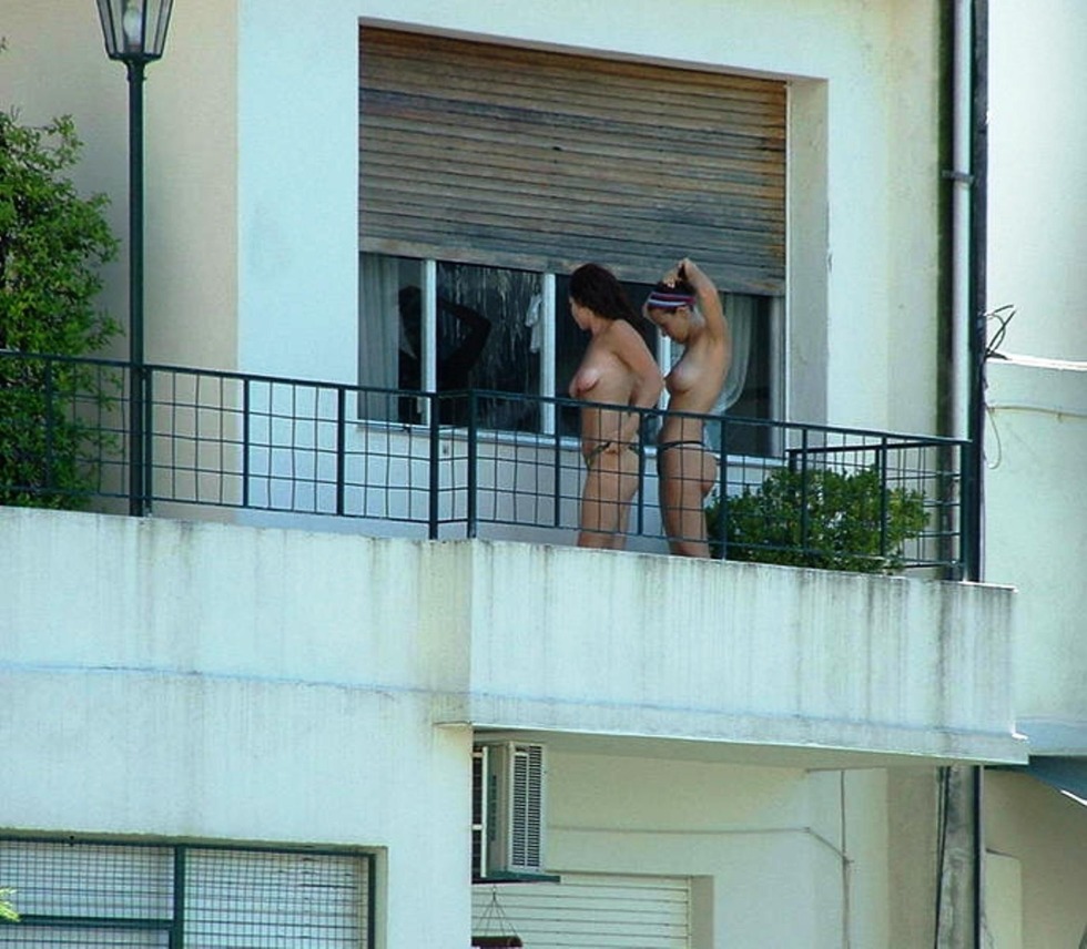 Naked on the balcony amateur