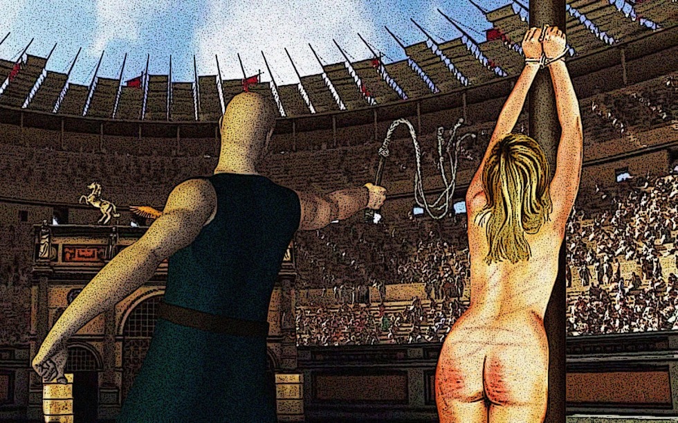 Proceeding a whip of a naked woman