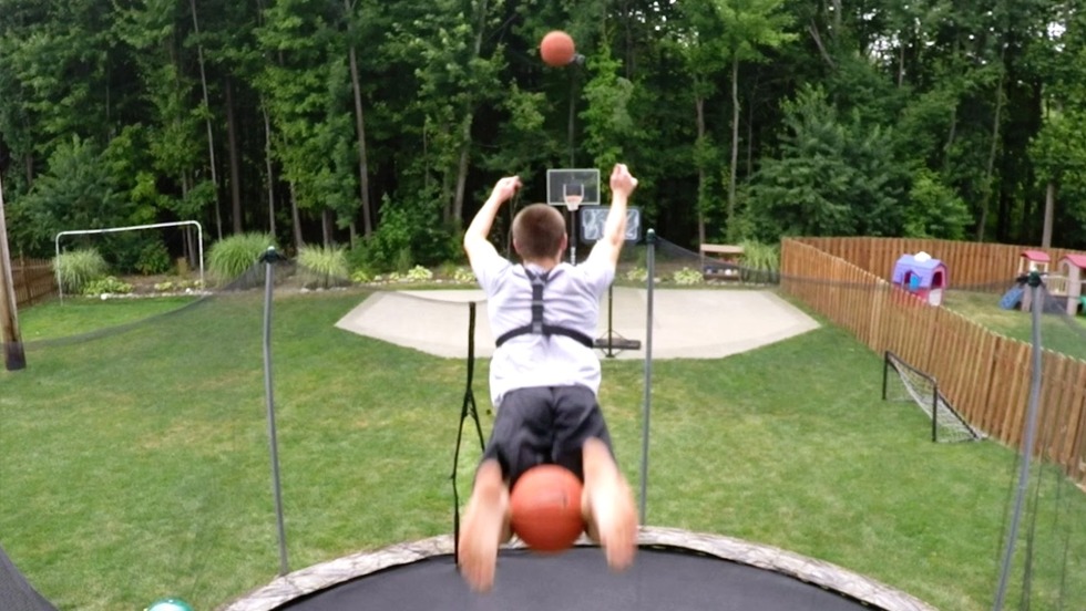 Naked on a trampoline nude photo