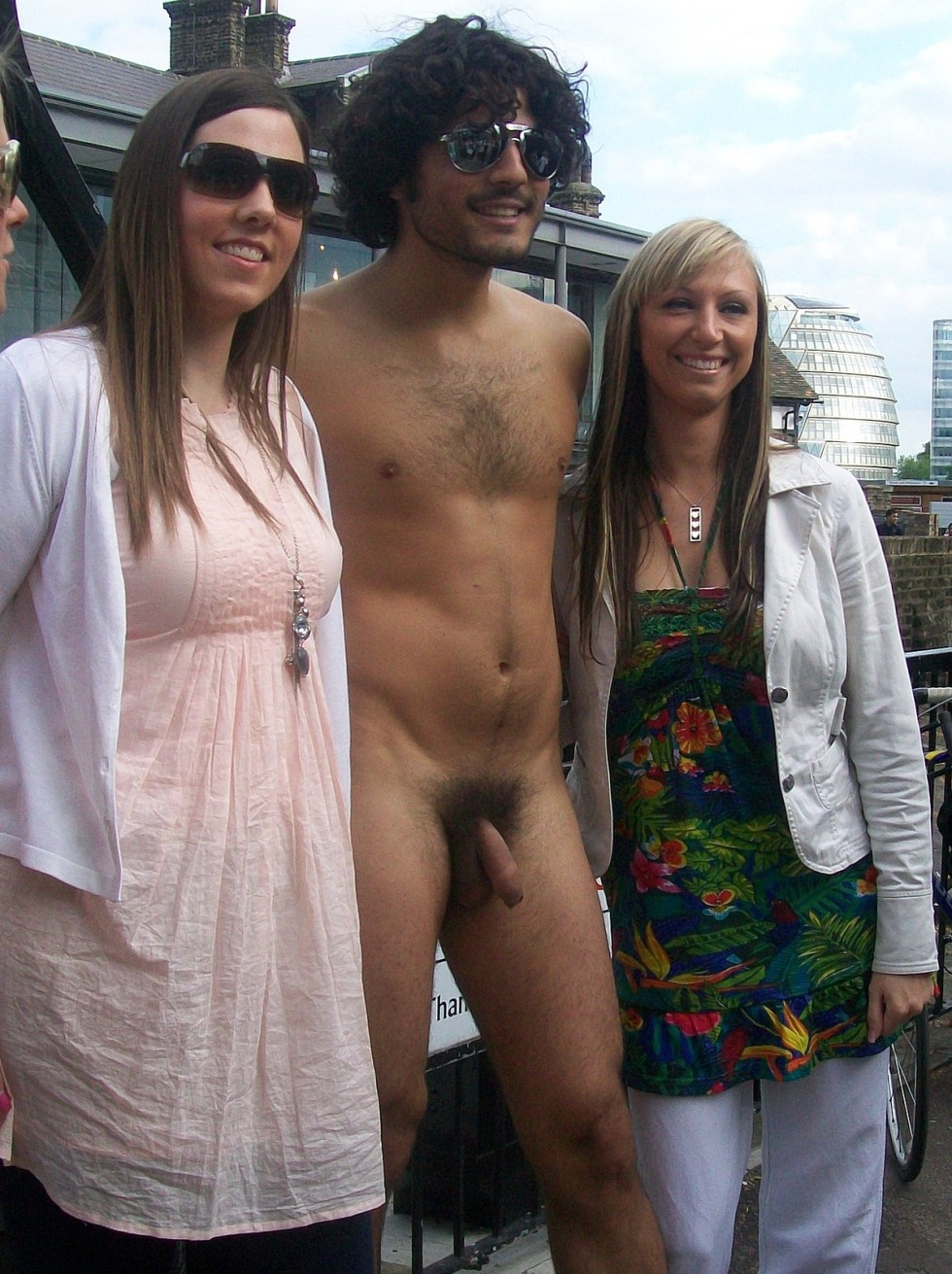Naked guy dressed woman