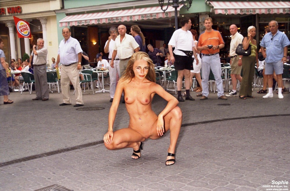 Naked adult woman in public