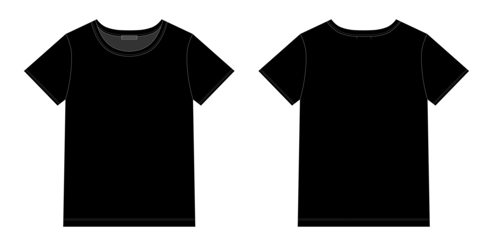 Black T -shirt in front and behind