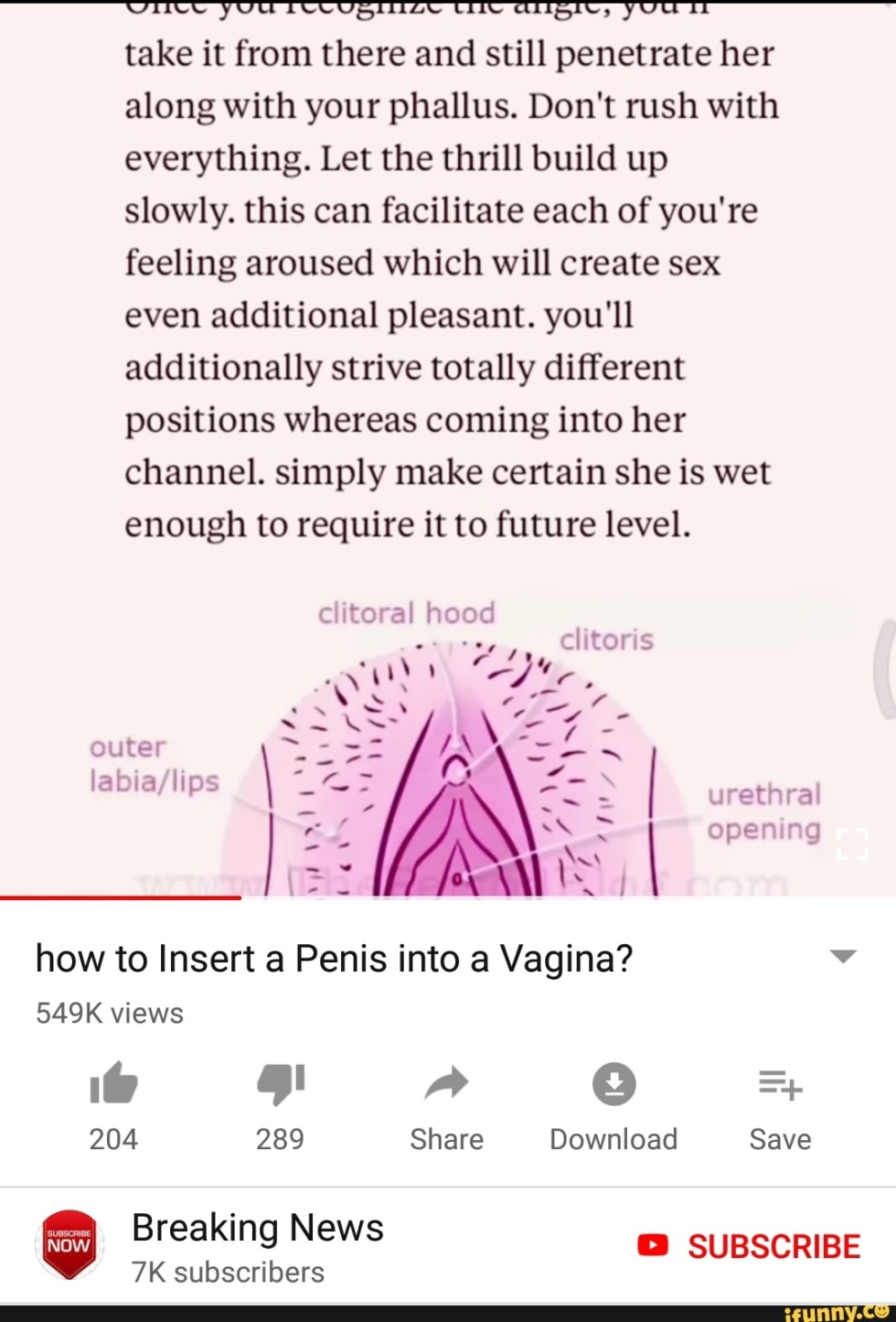 The fertilization of the vagina