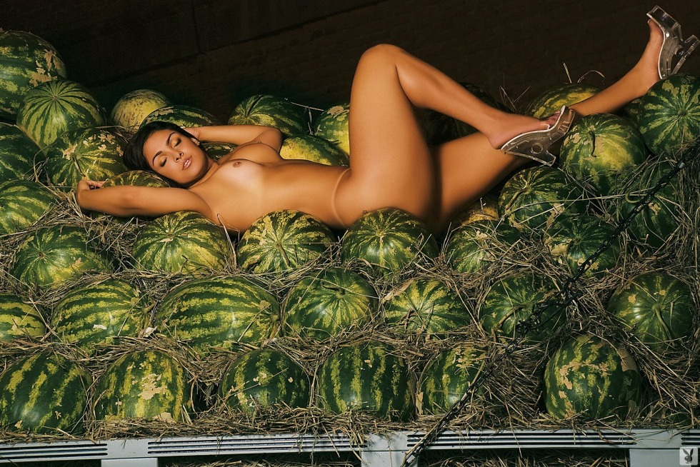 Erotic photos with watermelon