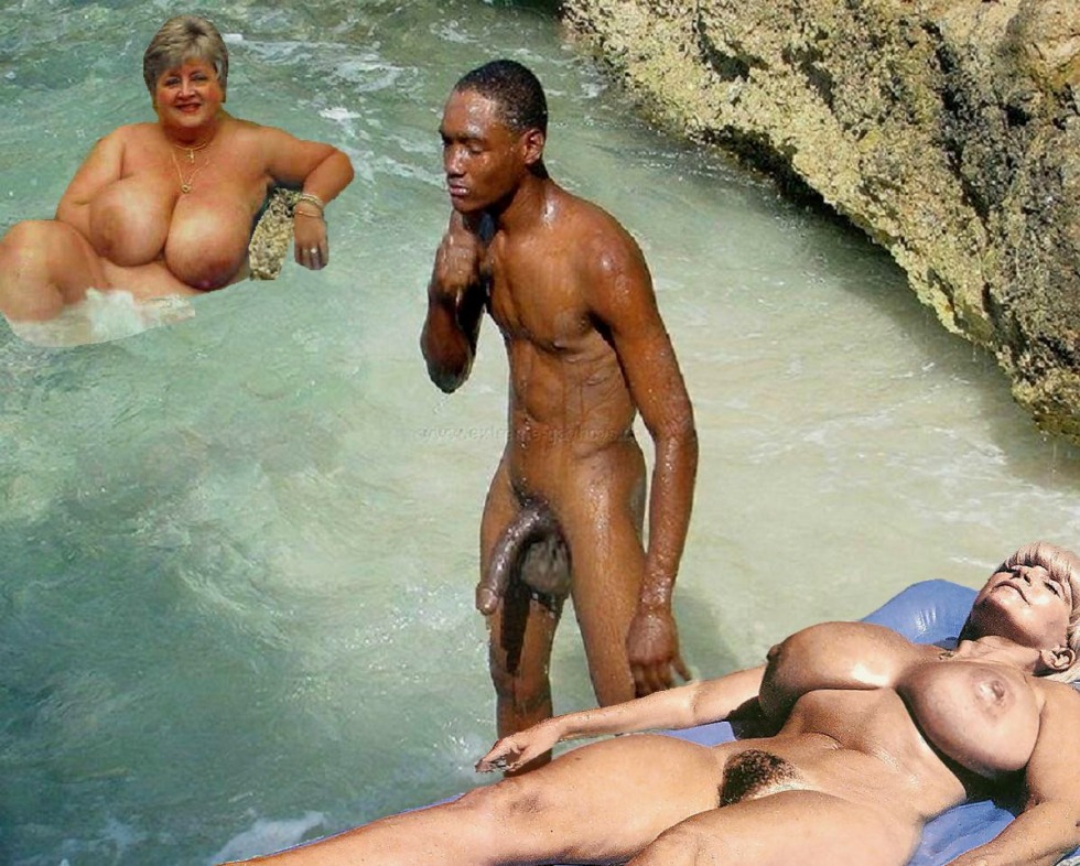 Naked woman with blacks on Jamaica
