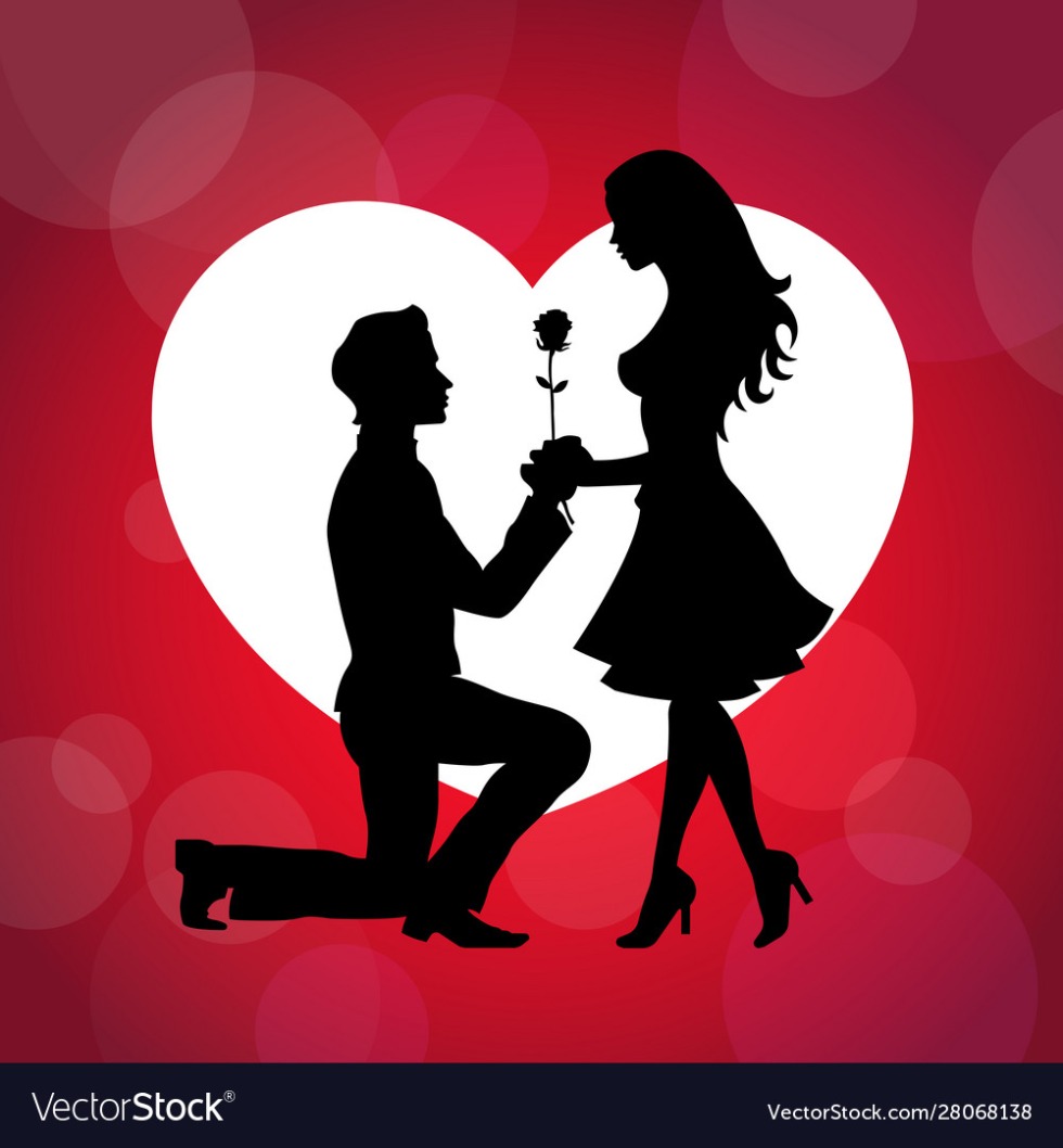 Silhouette of a marriage proposal