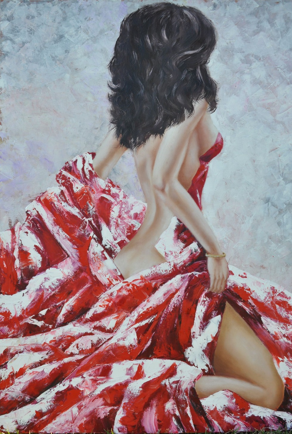 Picture girl lies paints