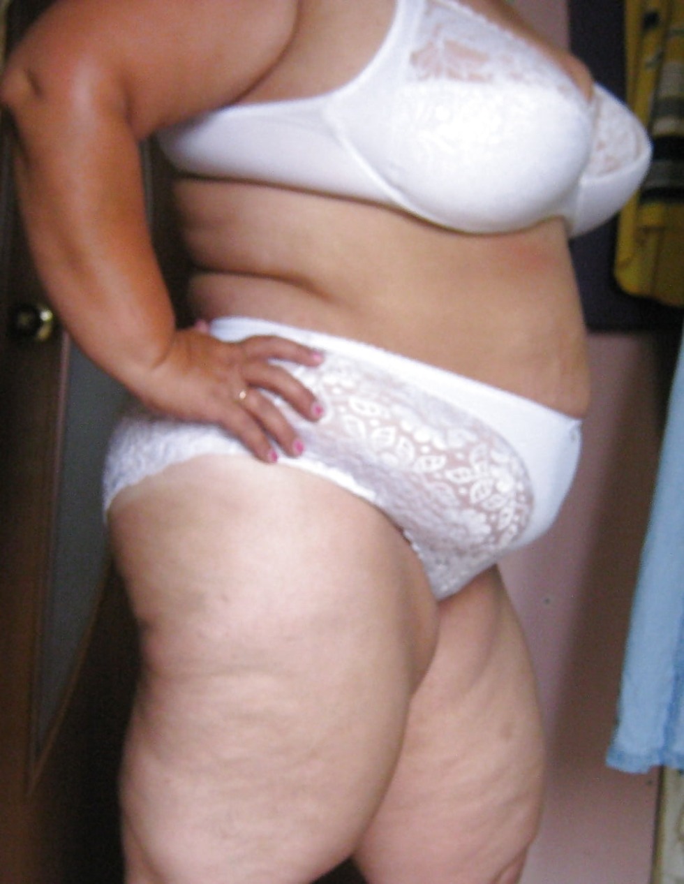 Fat women in white underpants