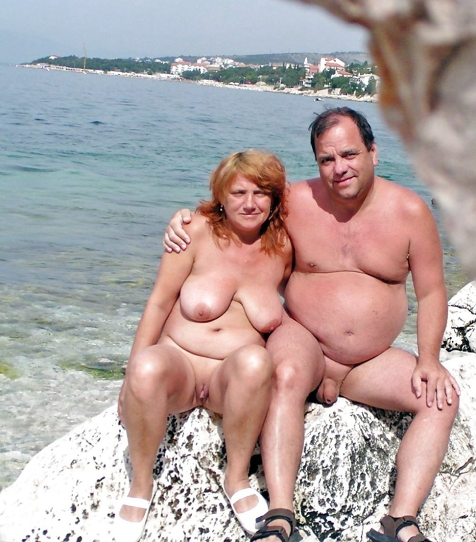 Naked thick elderly couples on the beach