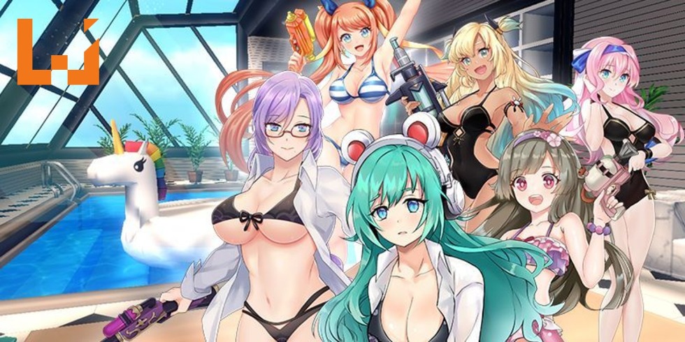 Anime big tits playing a bottle