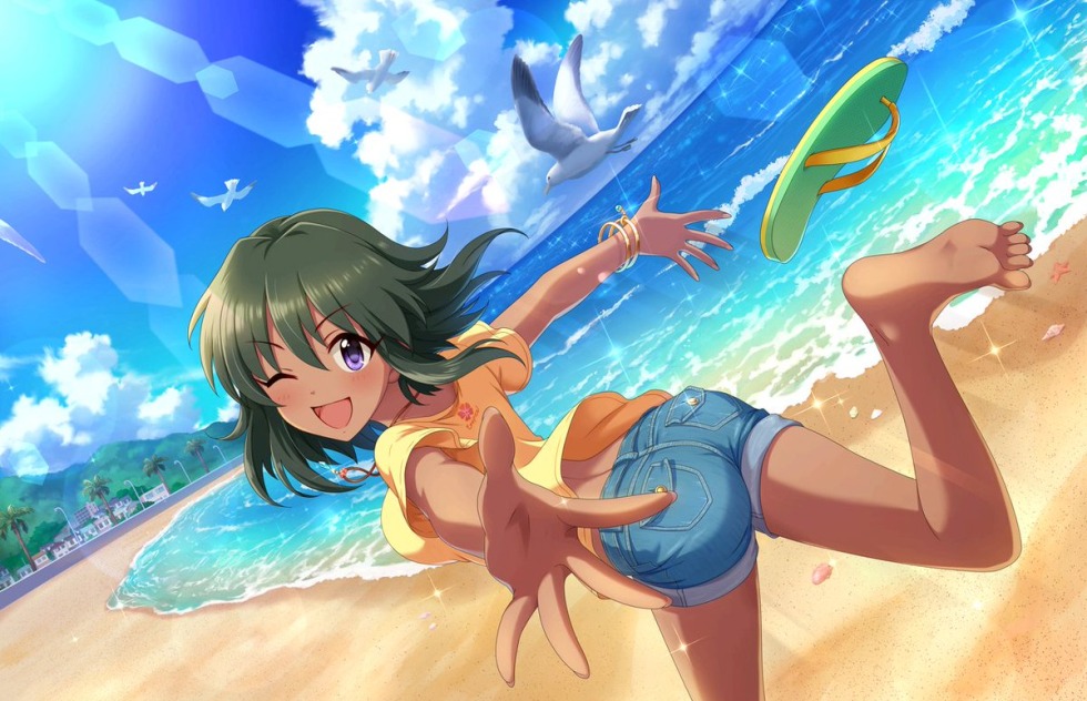 Anime girl is summer