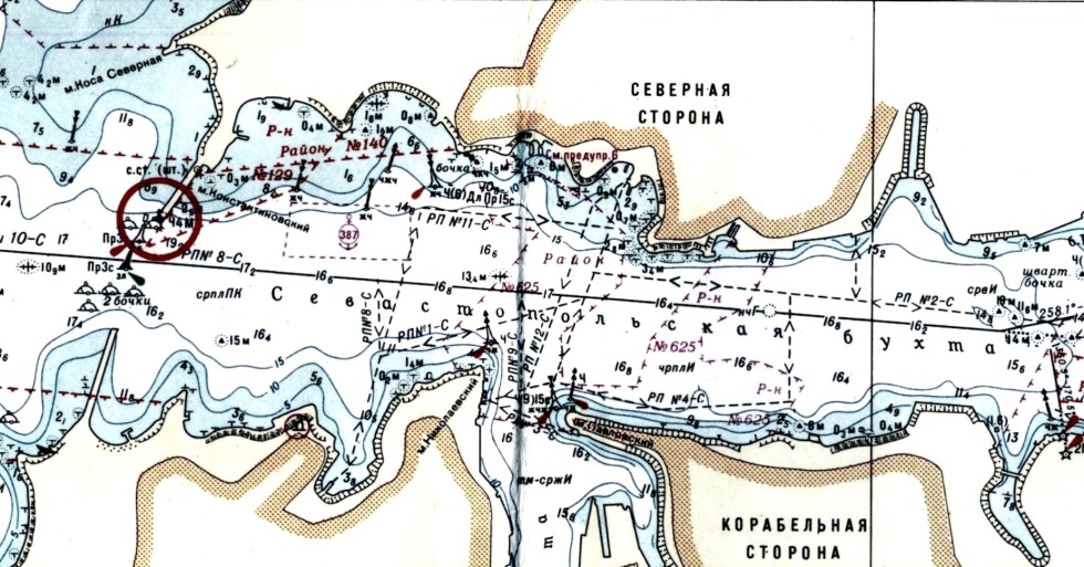 Map of the depths of the Sevastopol Bay