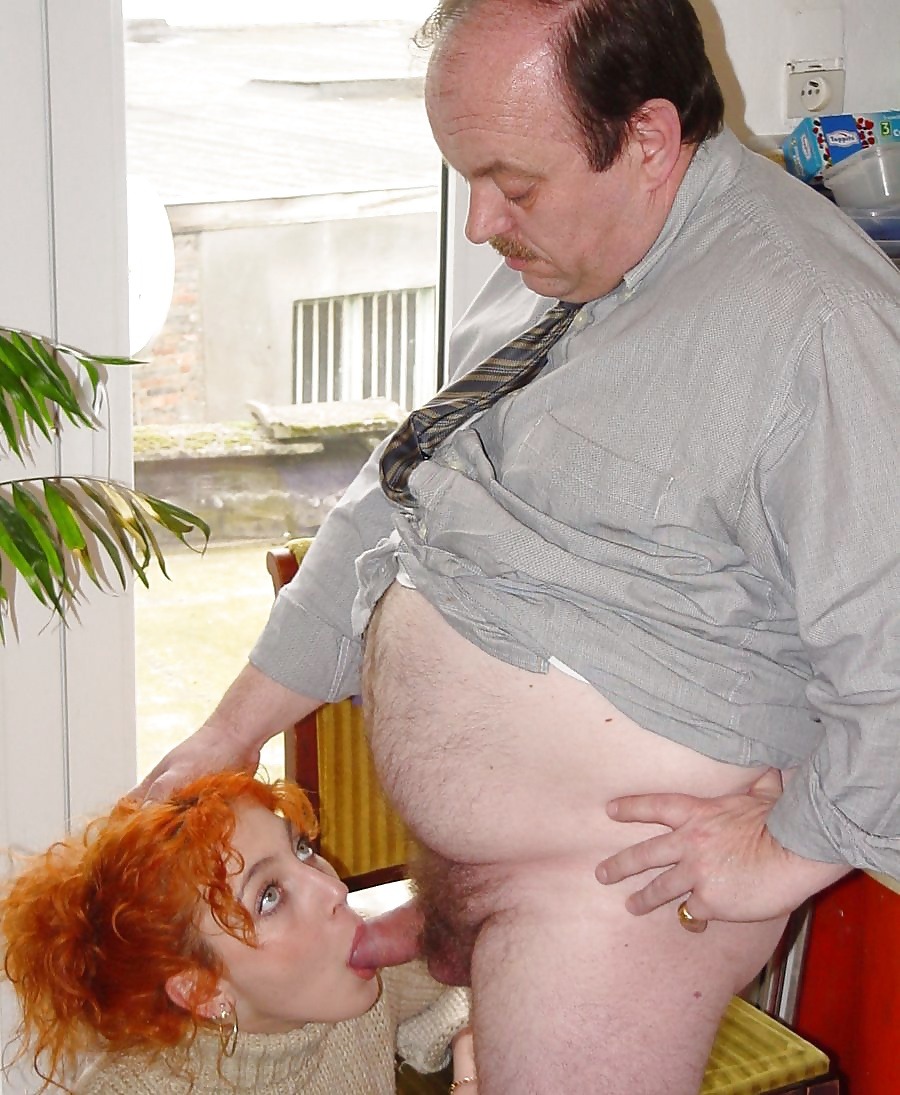 Fat licks a member from the old man