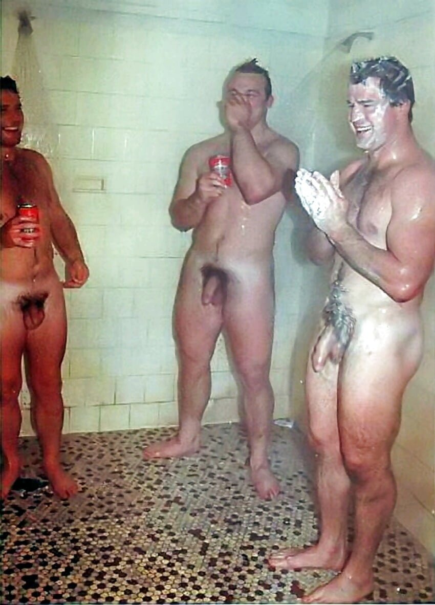 Naked hairy pitching in the shower