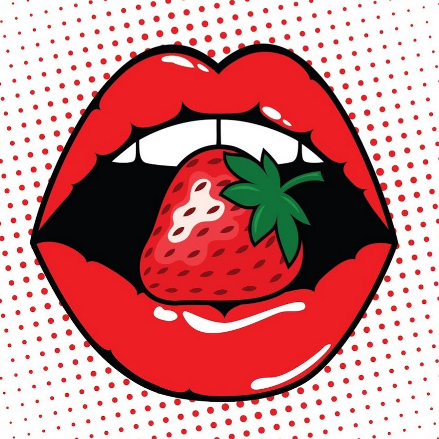 Lips with strawberries