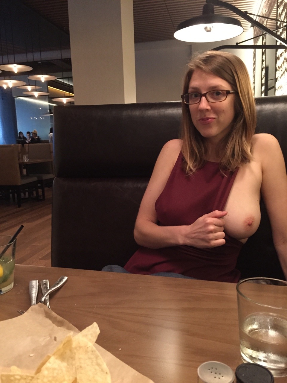 Lit up a tie in a restaurant