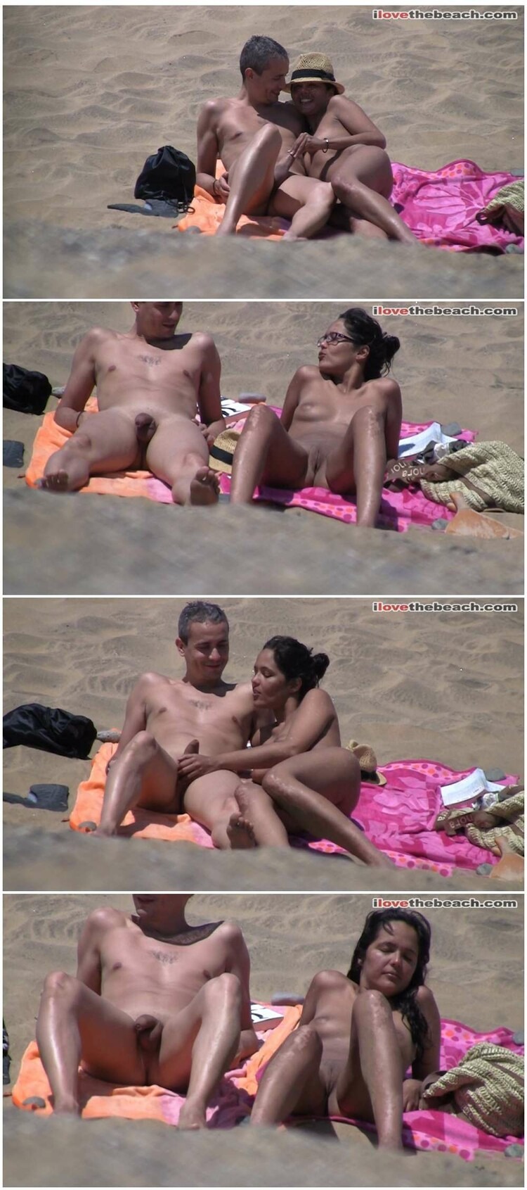 A woman sunbathes without panties