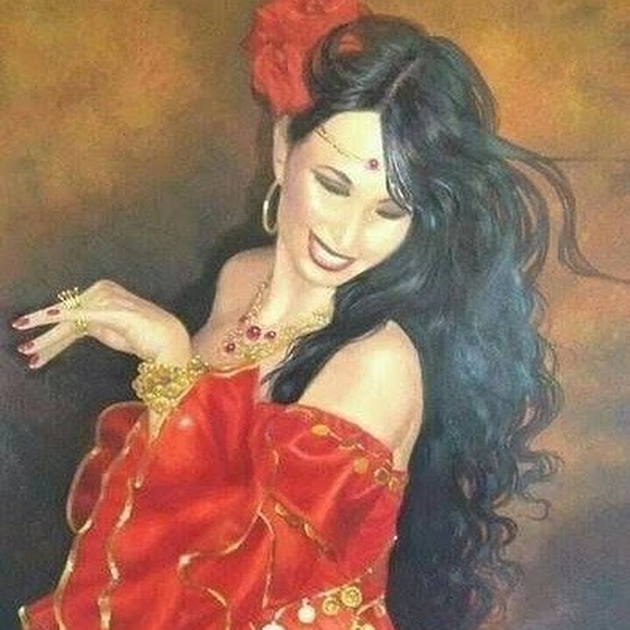 Gypsy kibitka and bonfire painting