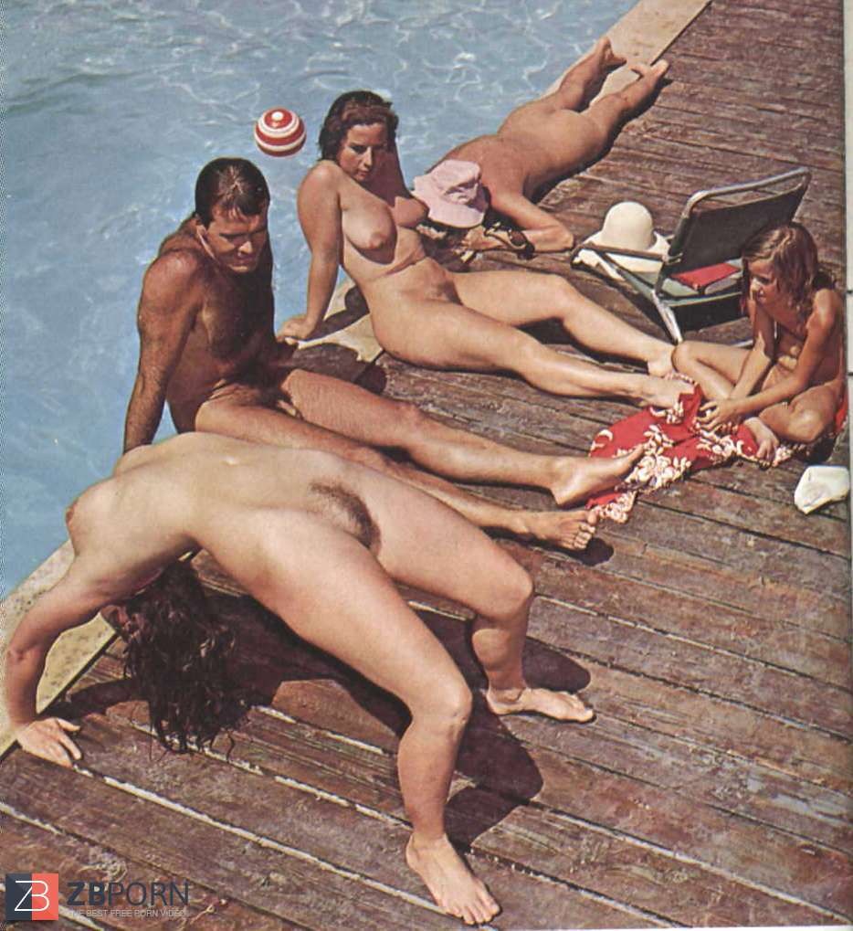 Nudist Family Vintage Polaroid B & W Outdoor