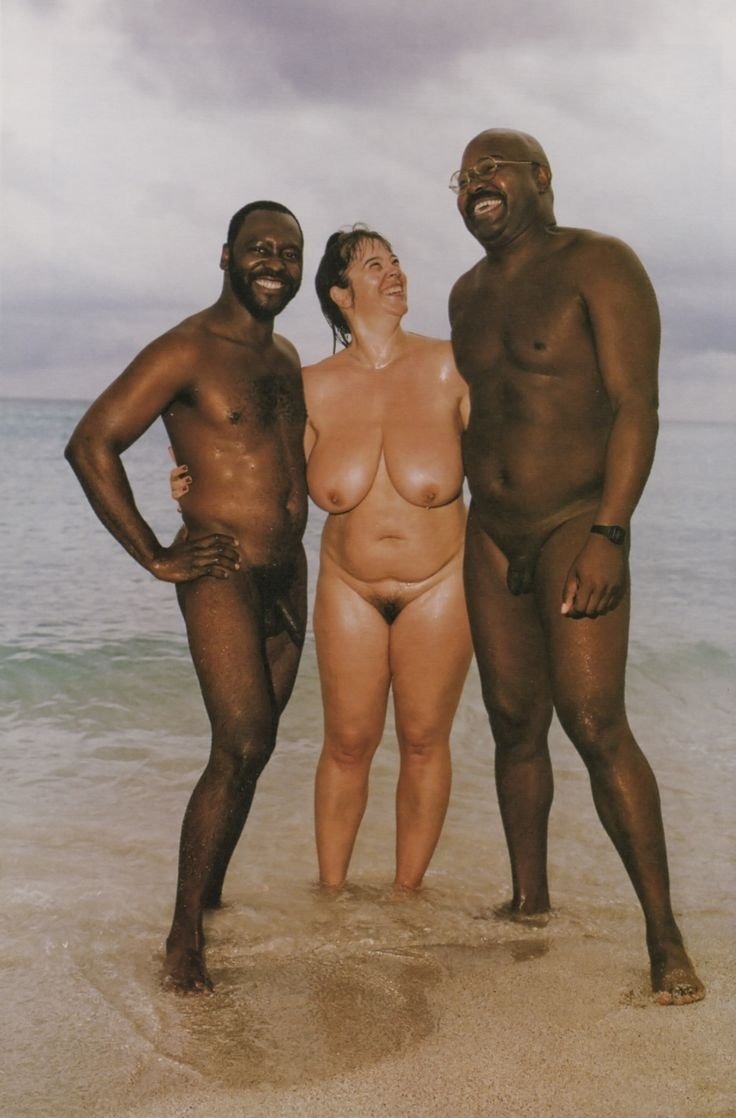 Naked white women with blacks on the beach