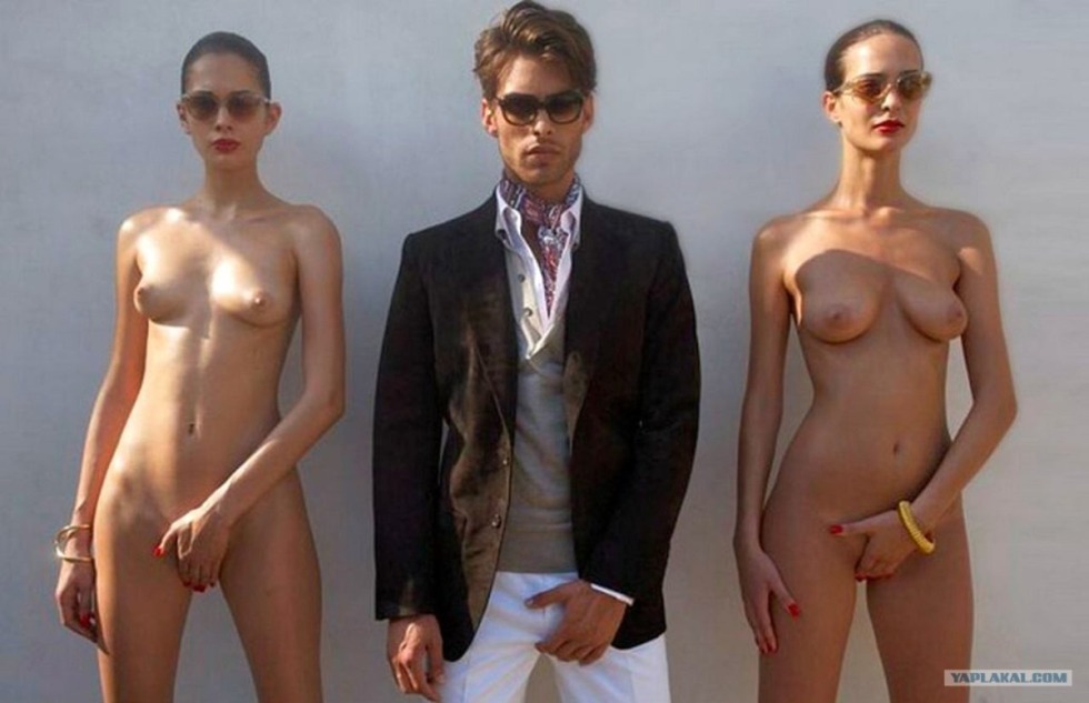 Naked fashion models on the catwalk