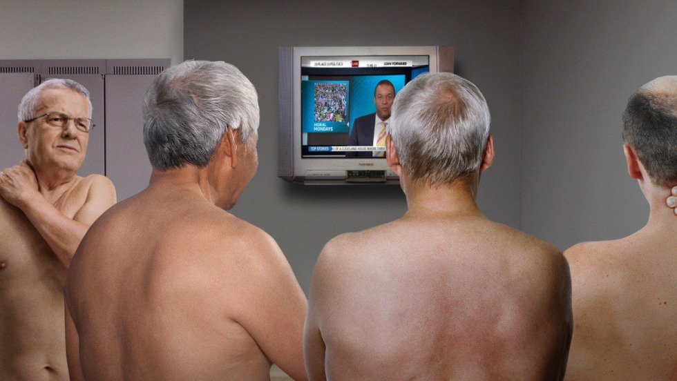 Mature elderly old slender