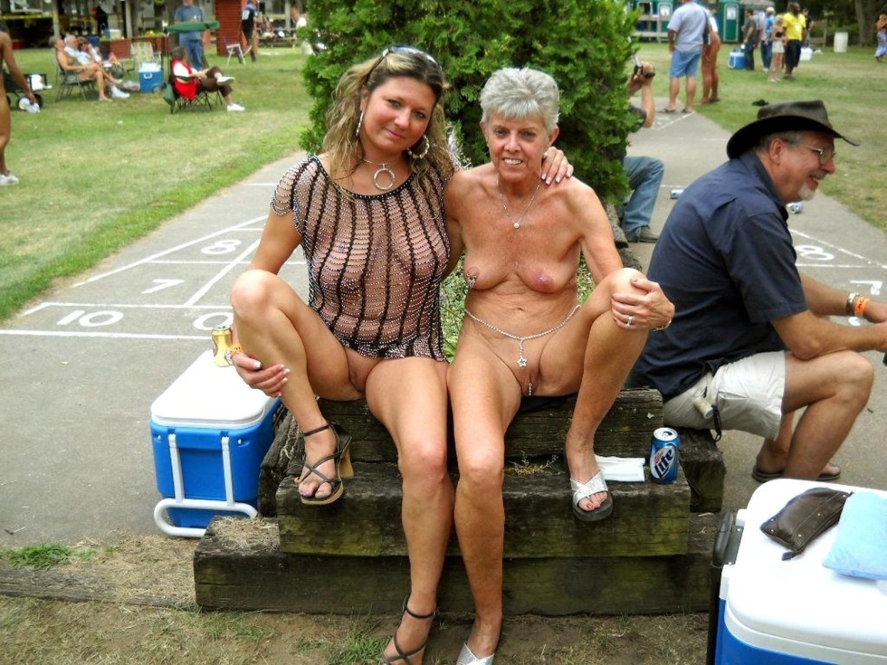Naked old women in public places