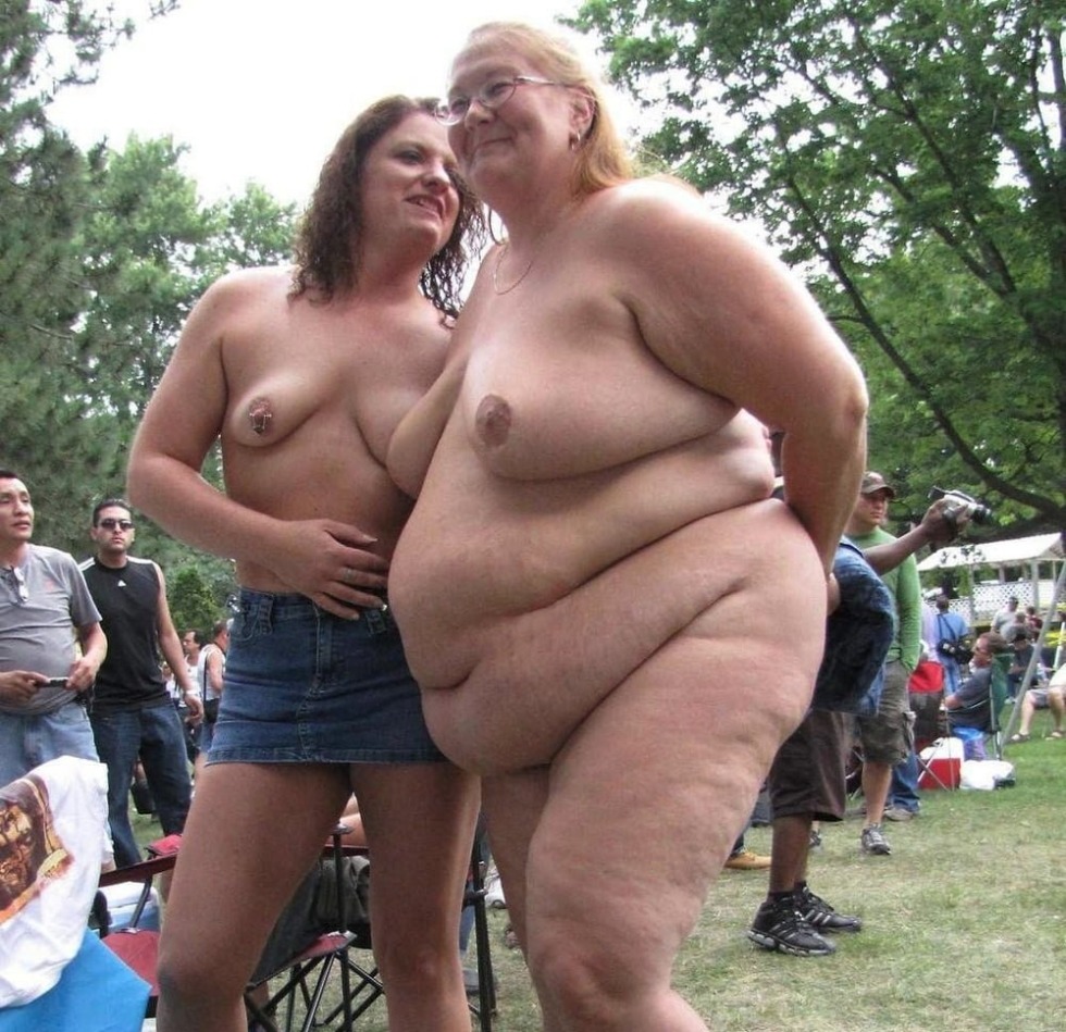 Fat naked woman on the street