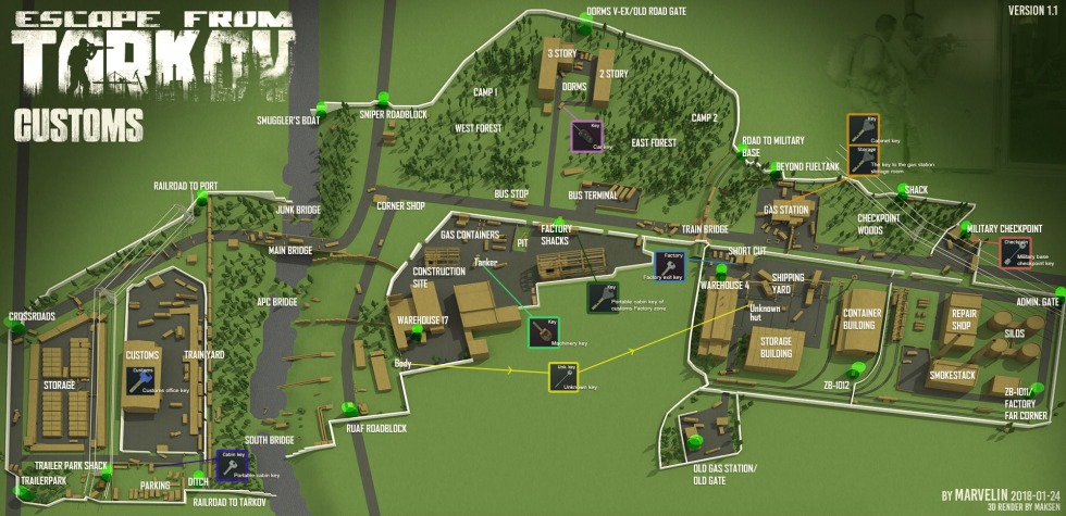 Customs Escape from Tarkov map