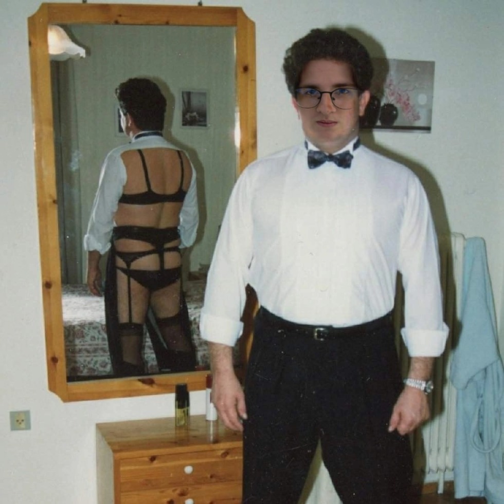 Meme with a man in a suit and a mirror