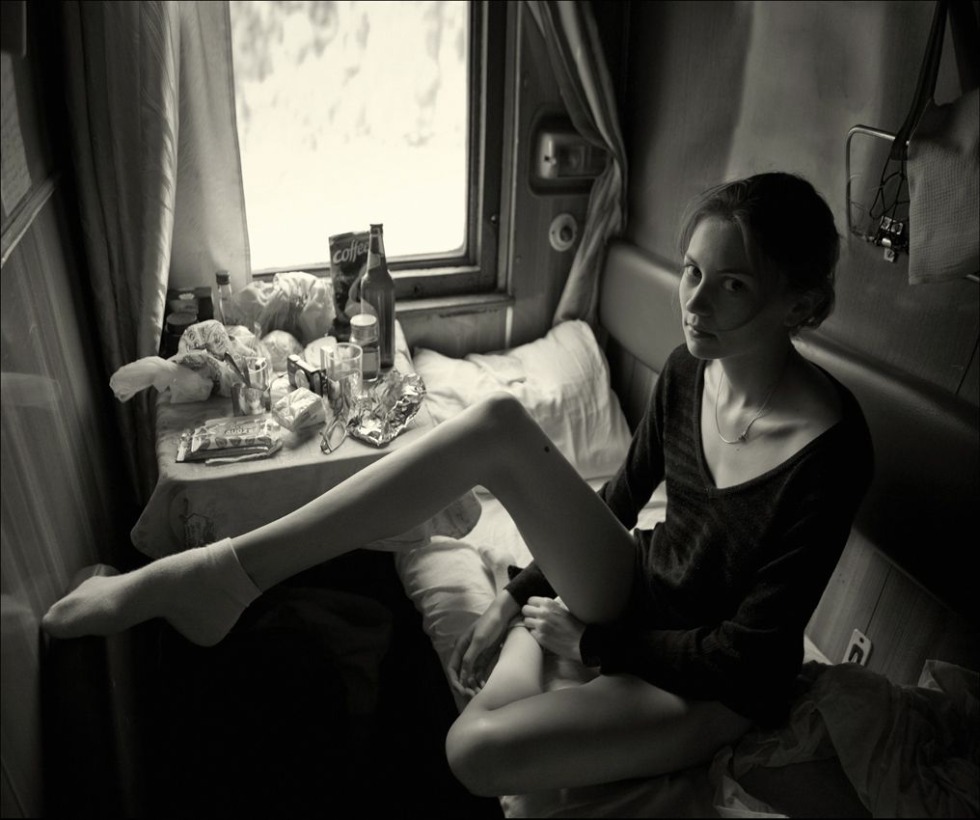Pavel Kiselev photographer on a train