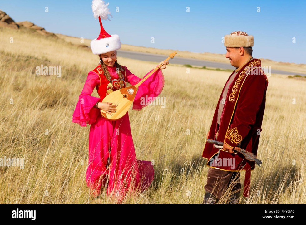 Kazakh steppes in national clothing