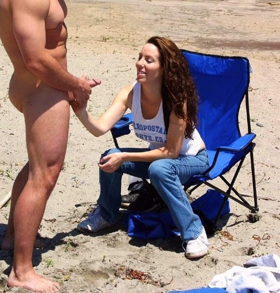 Sudden erection on the beach