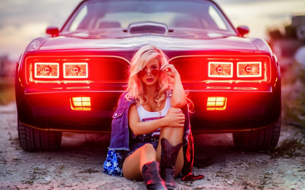 Dodge Challenger and Girl