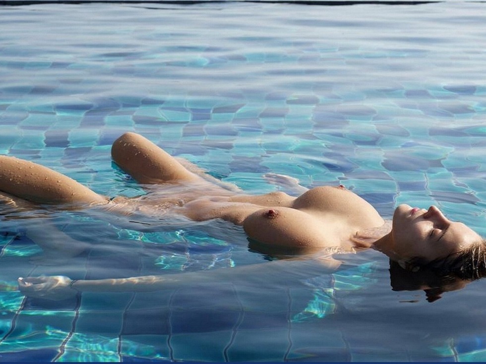 Naked girls in the pool