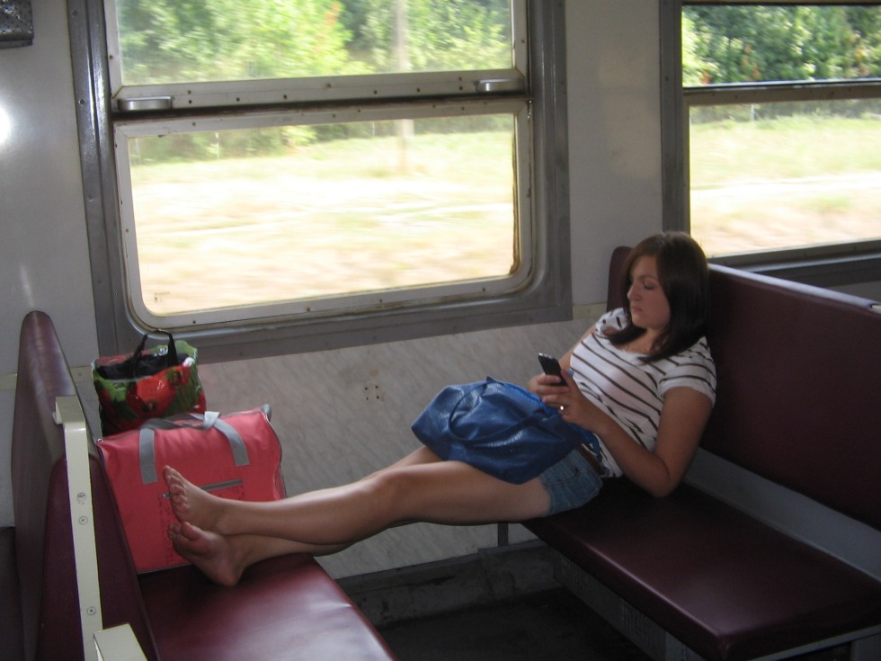 Barefoot in the train