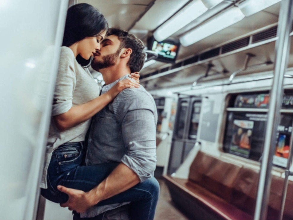 A couple in the subway