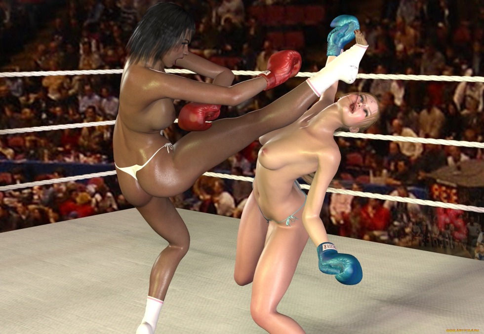 Naked female boxing topless