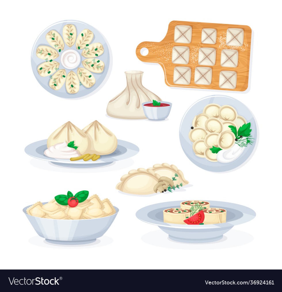 Dumplings, khinkali vector