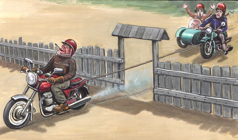 Motorcycle caricature