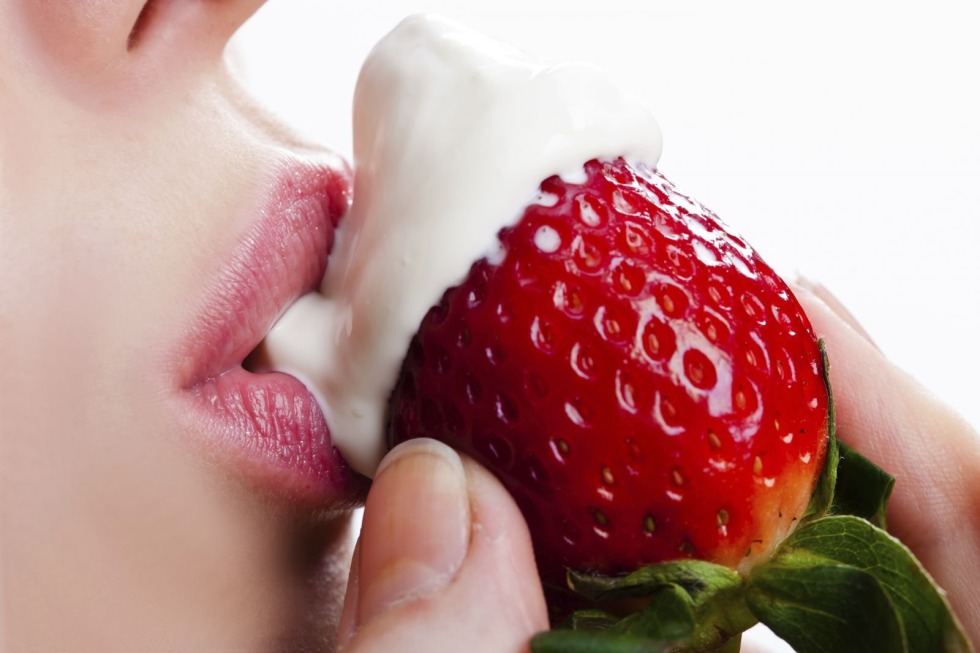 Cream strawberries erotic