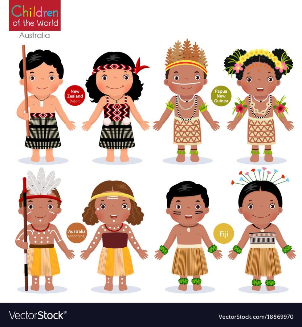 Children in a traditional costume drawing vector