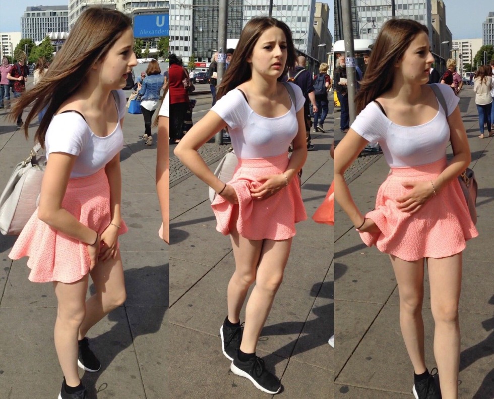 Under a skirt in public transport