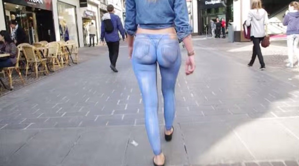 Girls in pantyhose on the street