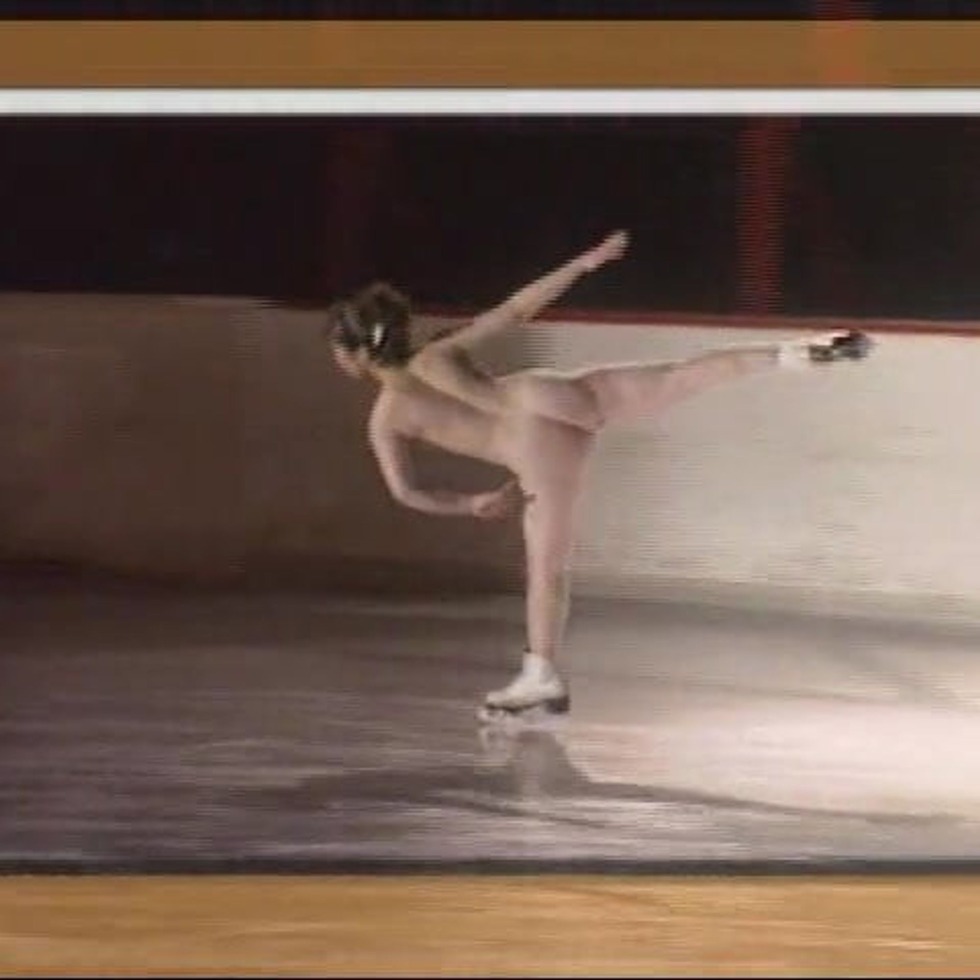 Naked beauties on a skateboard